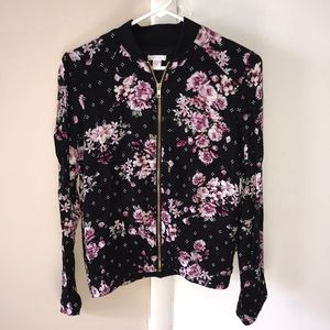 XHILARATION FLORAL BOMBER JACKET